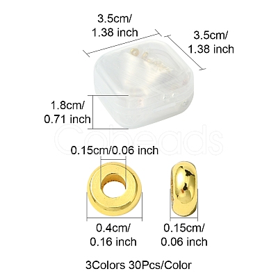 3 Colors Brass Flat Round Spacer Beads KK-FS0001-36-1