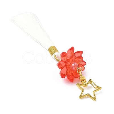 Lotus Acrylic & Alloy Pendant Decorations HJEW-JM03432-1