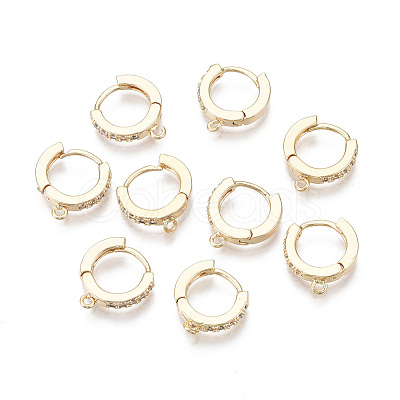 Brass Micro Pave Cubic Zirconia Huggie Hoop Earring Findings X-KK-T063-012-NF-1