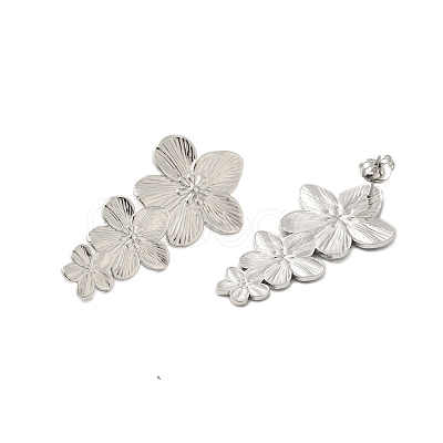 304 Stainless Steel Flower Stud Earrings for Women LS-EJEW-U020-17P-1