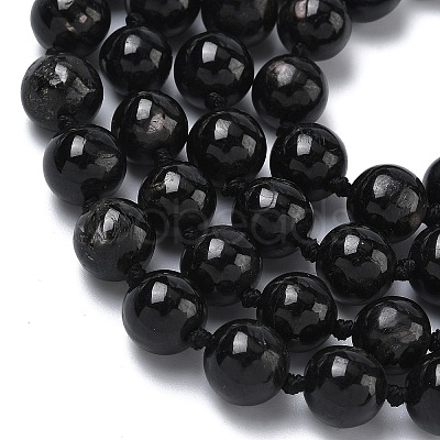 Natural Black Silver Line Jasper Beads Strands G-L650-K01-01-1