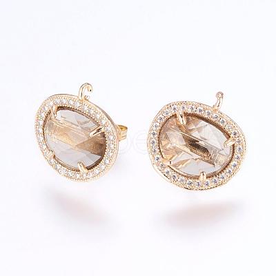 Brass Micro Pave Cubic Zirconia Stud Earring Findings ZIRC-G116-27-B02-1