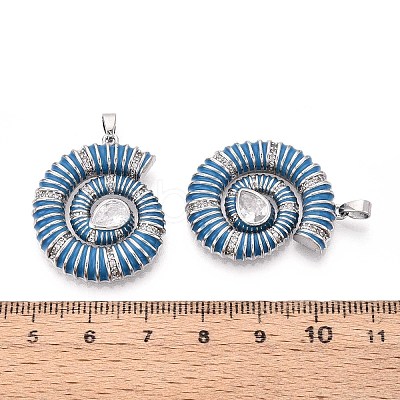 Brass Micro Pave Clear Cubic Zirconia Enamel Pendants KK-T071-28-1