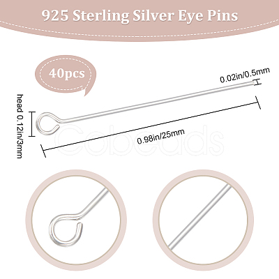 40Pcs 925 Sterling Silver Eye Pin STER-BBC0002-16A-1