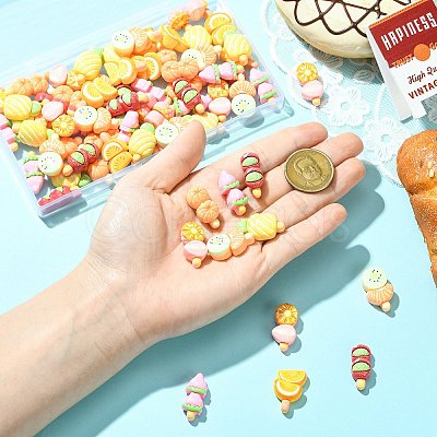 70Pcs 7 Styles Fruit Opaque Resin Cabochons CRES-CJ0001-84-1