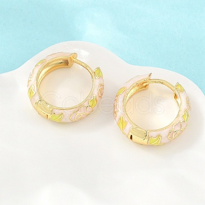 Brass Enamel Hoop Earrings KK-CBA8324-13G-04-1