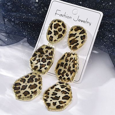 Alloy acrylic Dangle Stud Earrings EJEW-M075-01G-03-1
