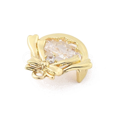 Brass Micro Pave Clear Cubic Zirconia Pendants KK-K371-30G-1