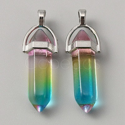 Glass Double Terminal Pointed Pendants G-WH0016-40G-1