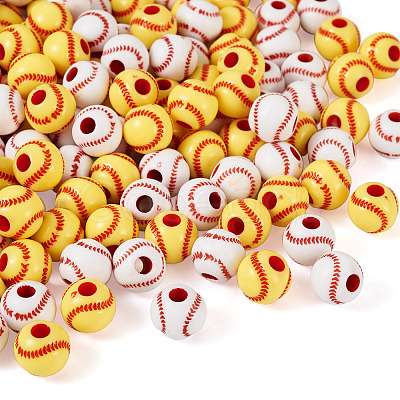 200Pcs 2 Colors Opaque Acrylic Round Beads SACR-BY0001-02-1