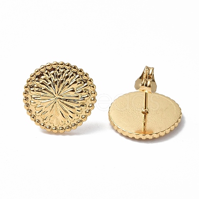 Ion Plating(IP) 304 Stainless Steel Flower Stud Earrings for Women EJEW-F300-15G-1