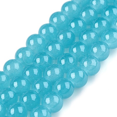 Baking Paint Imitation Jade Glass Round Bead Strands X-DGLA-Q021-6mm-07-1