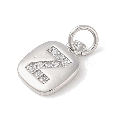 Rack Plating Brass Micro Pave CLear Cubic Zirconia Charms KK-E110-14P-Z-1