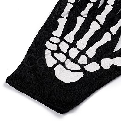 Polyester Skeleton Hand Horror Full Finger Gloves AJEW-A045-01A-1