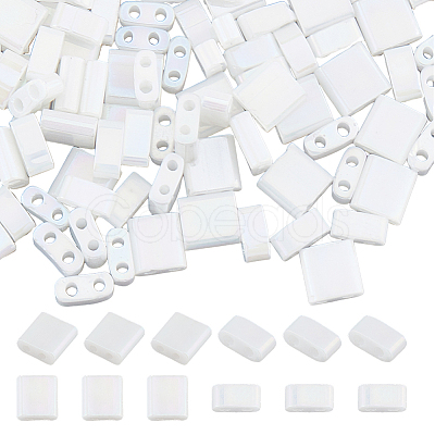 300Pcs 2 Styles 2-Hole Opaque Colours Glass Seed Beads SEED-HS0001-06B-1