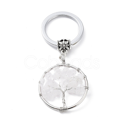 Natural Quartz Crystal Keychain KEYC-E023-03G-1