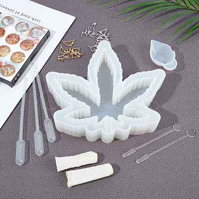 DIY Pot Leaf Ashtray Silicone Molds Kits DIY-OC0003-53-1