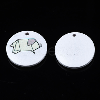 Printed Natural Wood Pendants WOOD-T021-55-1