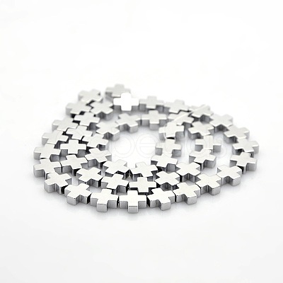 Electroplate Non-magnetic Synthetic Hematite Greek Cross Beads Strands G-P061-33-1