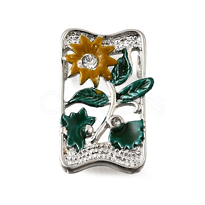 Brass Crystal Rhinestone Rectangle with Flower Multi-Strands Links KK-P306-19P-1