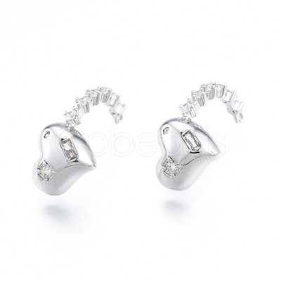 Brass Micro Pave Clear Cubic Zirconia Pendants KK-C006-17P-1