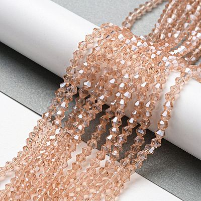 Transparent Electroplate Glass Beads Strands GLAA-F029-4mm-C15-1