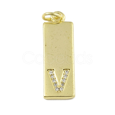 Brass Micro Pave Clear Cubic Zirconia Pendants KK-P266-06G-V-1