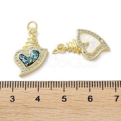 Valentine's Day Brass Micro Pave Clear Cubic Zirconia Pendants KK-C045-34G-1