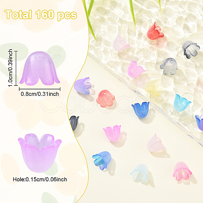 160Pcs 8 Colors Acrylic Bead Caps SACR-YW0001-78-1