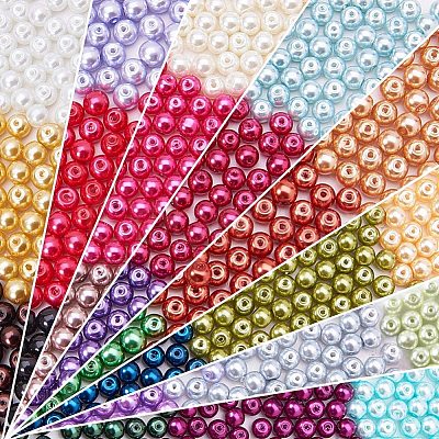 Eco-Friendly Dyed Glass Pearl Round Beads HY-PH0011-01-6mm-1