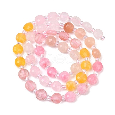 Cherry Quartz Glass & Dyed Natural White Jade Beads Strands G-Z135-B01-1