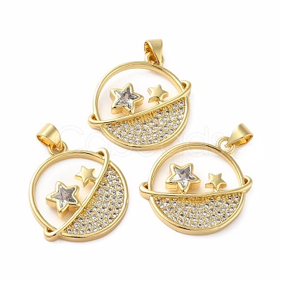 Rack Plating Brass Micro Pave Cubic Zirconia Pendants KK-E281-10G-1