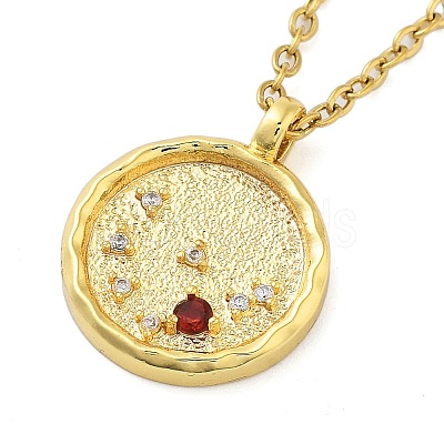 304 Stainless Steel Cubic Zirconia Constellation Flat Round Pendants STAS-S145-01D-1