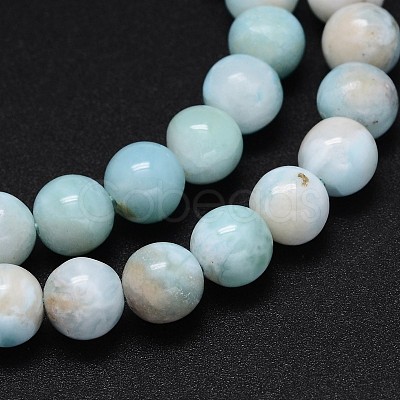 Natural Larimar Round Beads Strands G-O087-10-8mm-1