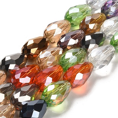 Faceted Teardrop Glass Beads Strands GS053-AB-1