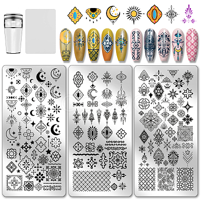 Stainless Steel DIY Nail Art Templates MRMJ-WH0092-181-1