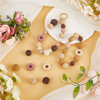 100Pcs 14 Styles Daisy Food Grade Eco-Friendly Focal Silicone Beads SIL-SC0002-16-1