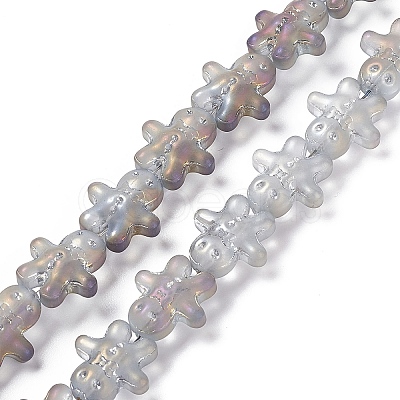 Half Rainbow Plated Forsted Electroplate Glass Beads GLAA-P005-HR02-1
