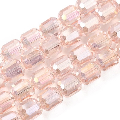 Electroplate Transparent Column Glass Beads Strands EGLA-A043-02-AB06-1
