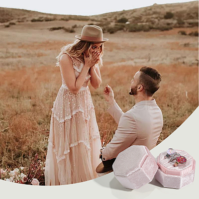 Velvet Cover Plastic Couple Ring Box VBOX-WH20003-001E-1