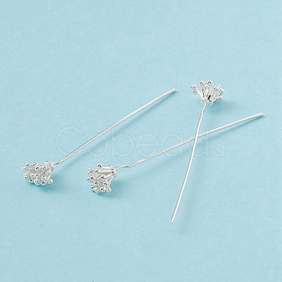 Brass Flower Head Pins KK-G413-04S-1