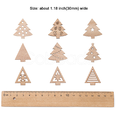 100Pcs Christmas Tree Unfinished Wooden Ornaments WOCR-CJ0001-01-1