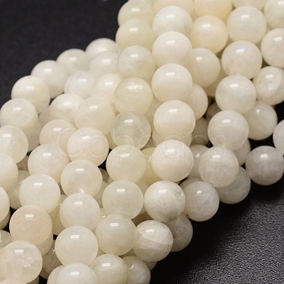 Natural Rainbow Moonstone Round Beads Strands G-E329-8.5-9mm-49-1