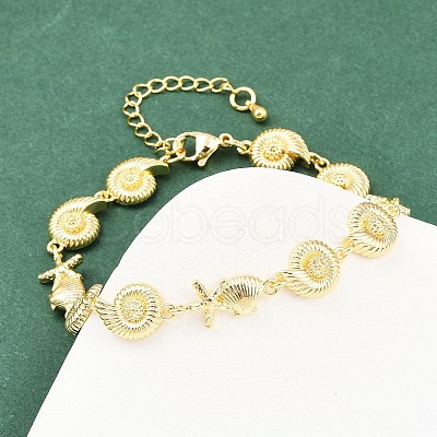 Brass Link Chain Bracelets for Women BJEW-A090-06A-G-1