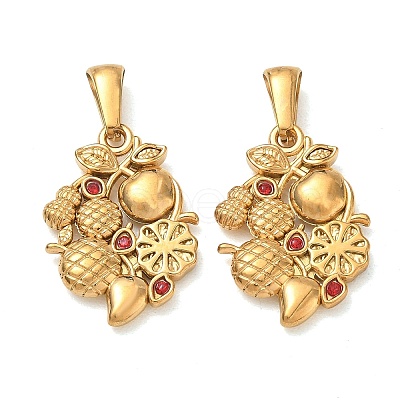 304 Stainless Steel with Rhinestone Pendants RB-CBA7A56-10G-02-1
