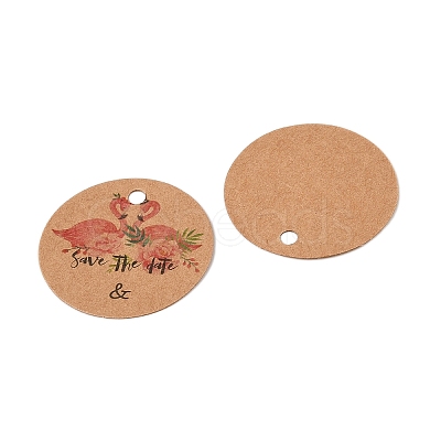 100Pcs Kraft Paper Flower Printed Gift Tags CDIS-H007-02-1