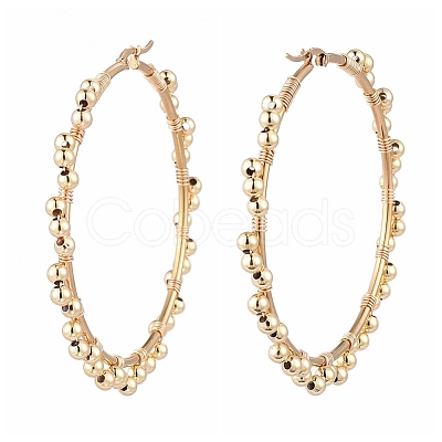 304 Stainless Steel Big Beaded Hoop Earrings EJEW-JE04162-1
