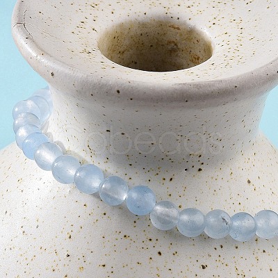 4mm Round Natural Dyed Aquamarine Beads Bracelet for Men X-KG3069-23-1