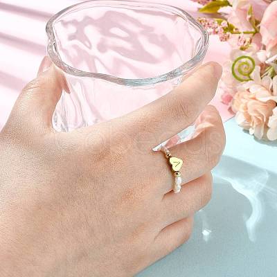 Natural Freshwater Pearl & 304 Stainless Steel Bead Finger Rings RJEW-FS00001-22-1