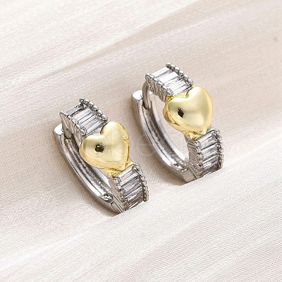 Brass Micro Pave Clear Cubic Zirconia Hoop Earrings EJEW-H158-20A-GP-1